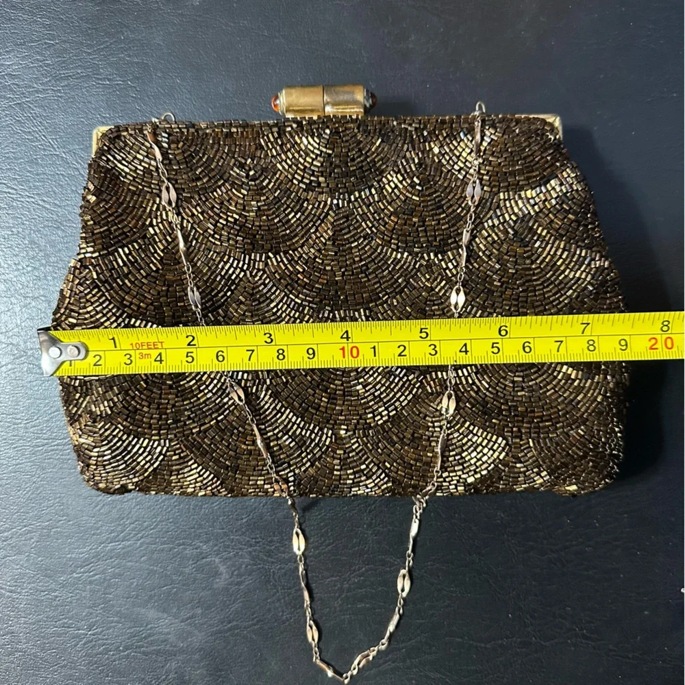 VTG Bags by Josef Collectors Brown HandBeaded Clutch